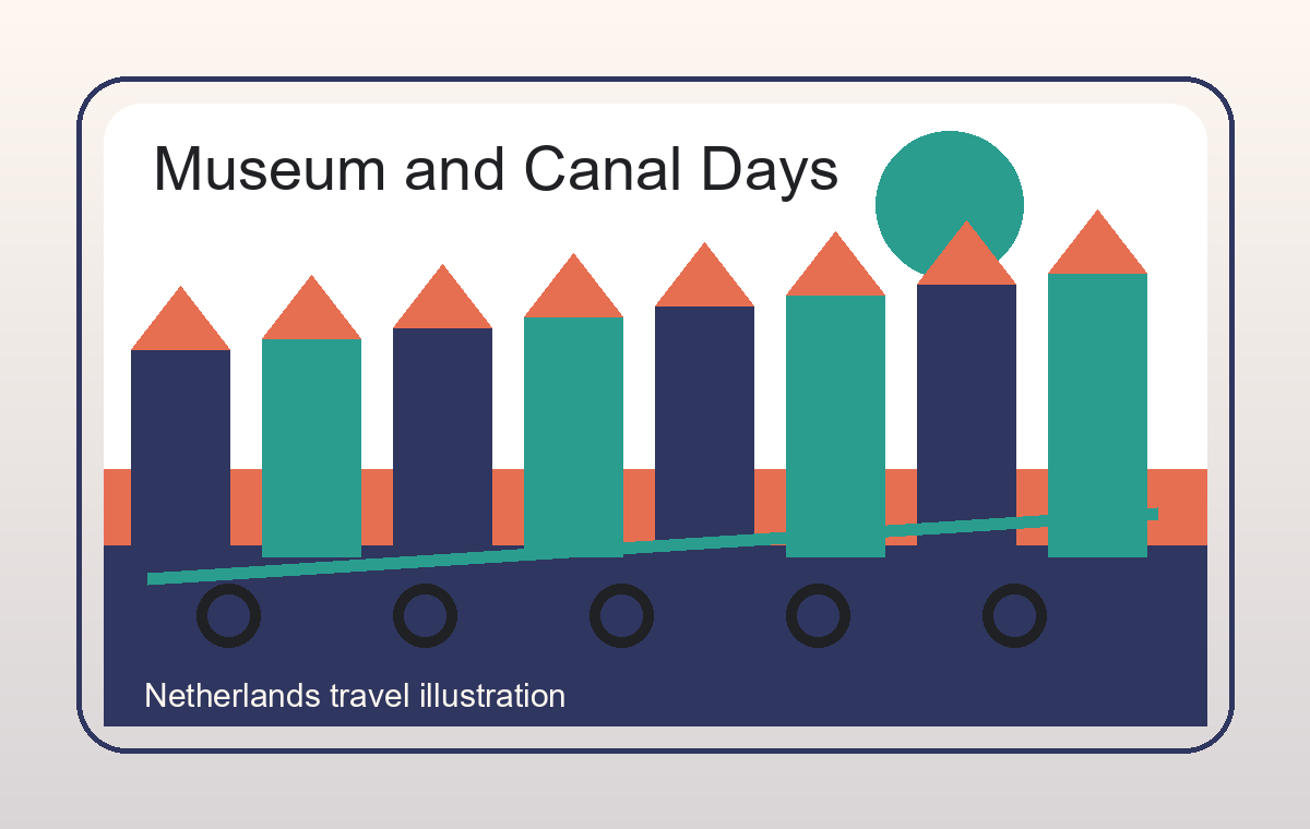 Illustratie van museumroutes en Nederlandse stadsreizen